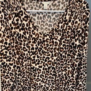 Fall leopard v neck blouse